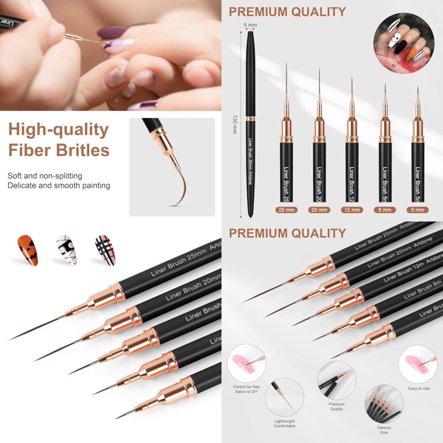 Metallic Nail Art Pens, Liner  – обзор и цена Detailing Brush Set