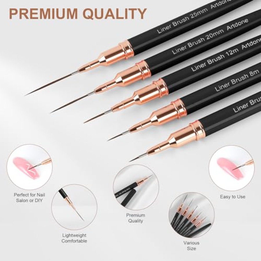 Metallic Nail Art Pens, Liner  – обзор и цена Detailing Brush Set